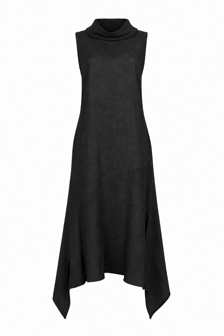 Linen Arch Dress - Black