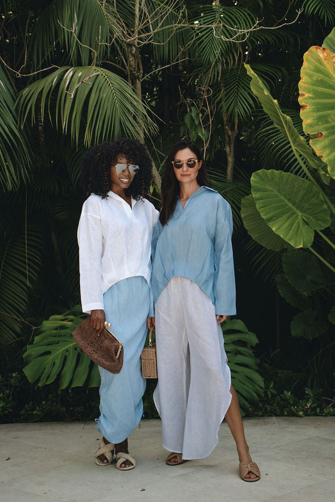 Linen Petal Pants - White