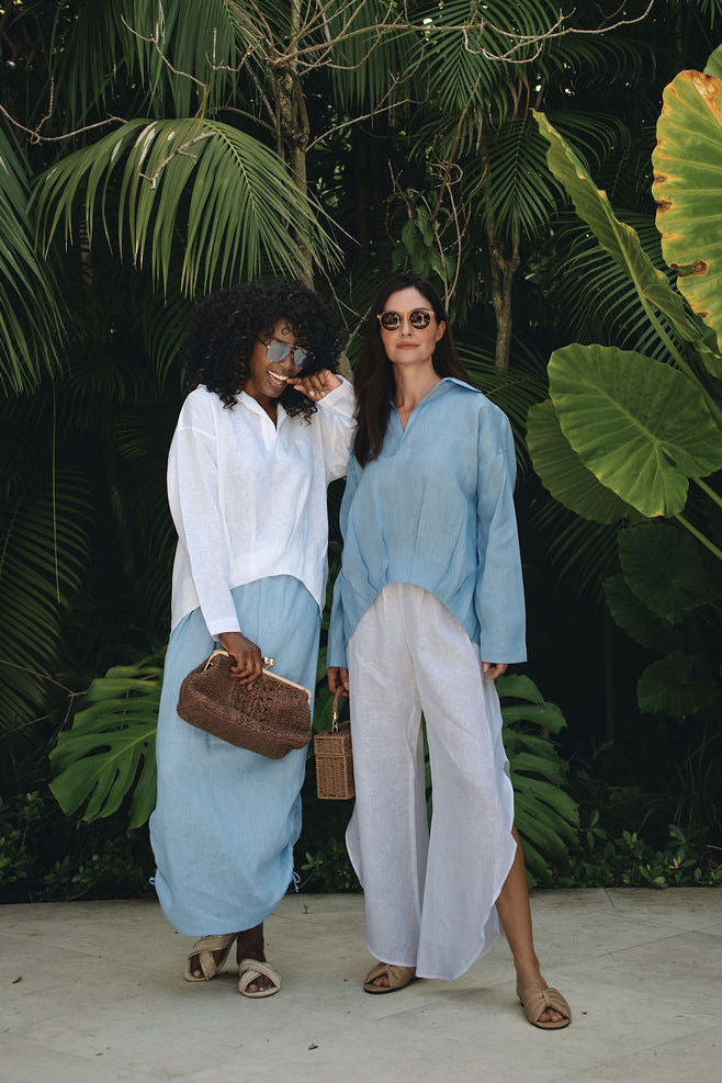 Linen Petal Pants - White