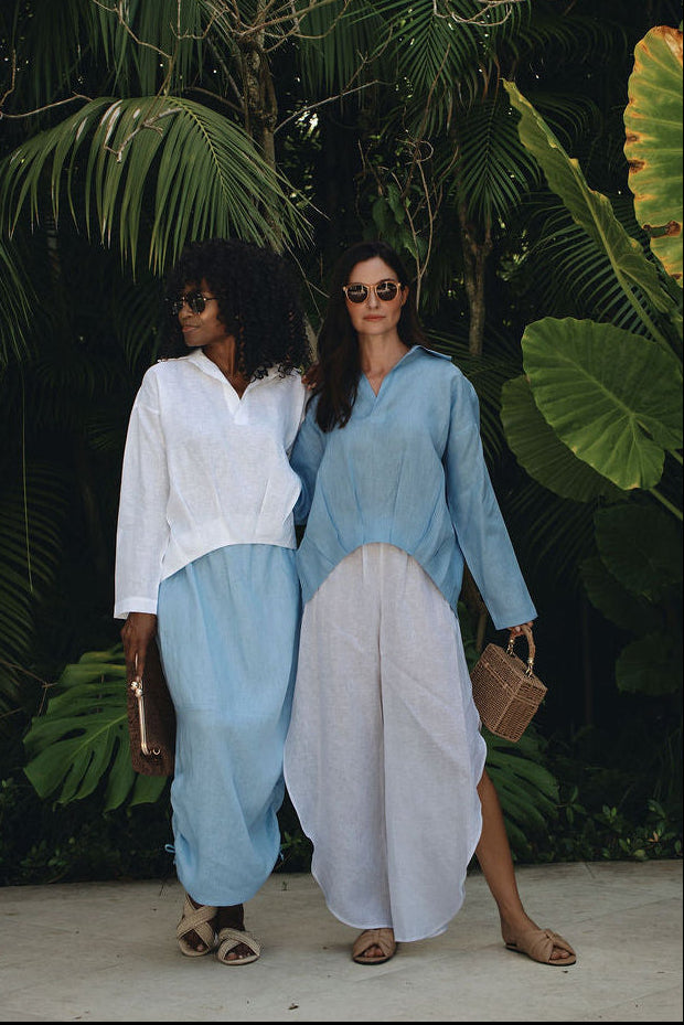 Linen Petal Pants - White
