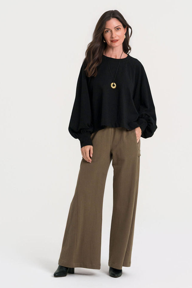 French Terry Raglan Sweatshirt - Black