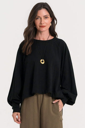 French Terry Raglan Sweatshirt - Black