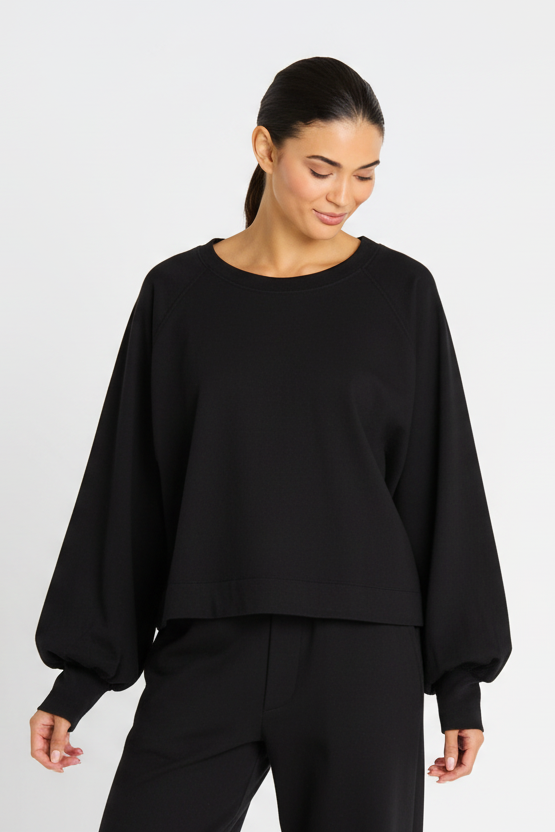 French Terry Raglan Sweatshirt - Black