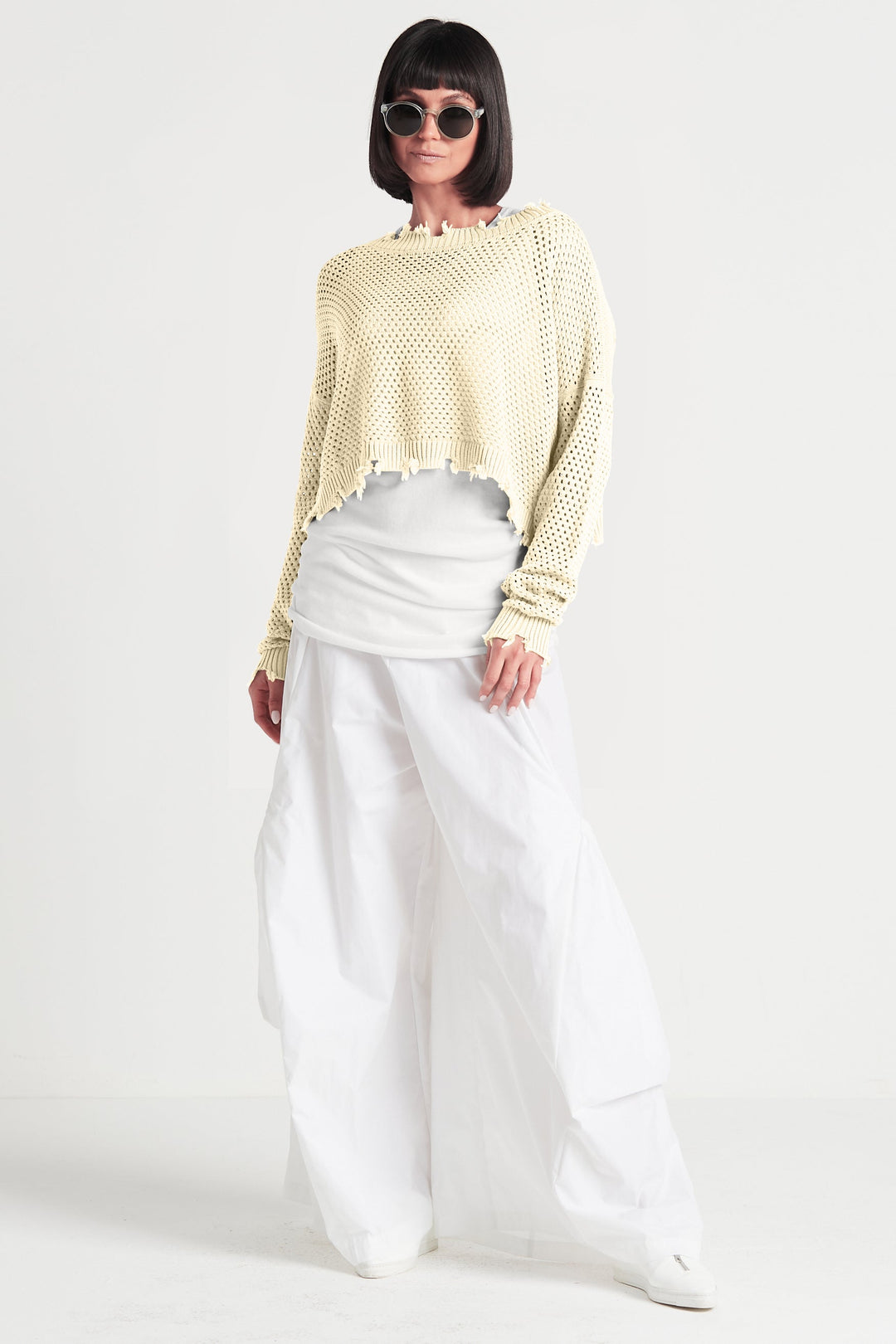 Pima Cotton Pin Dot Boatneck Sweater - Jute