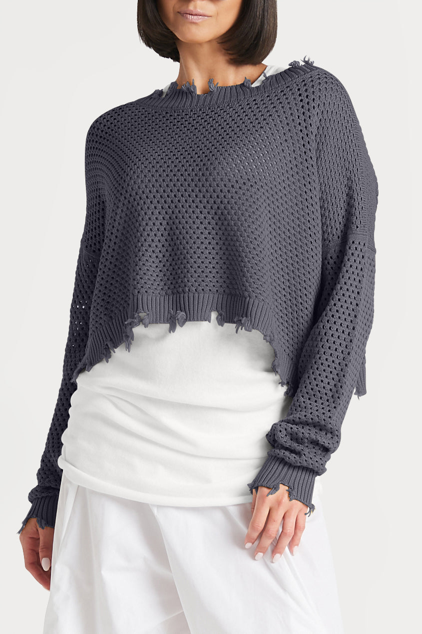 Pima Cotton Pin Dot Boatneck Sweater