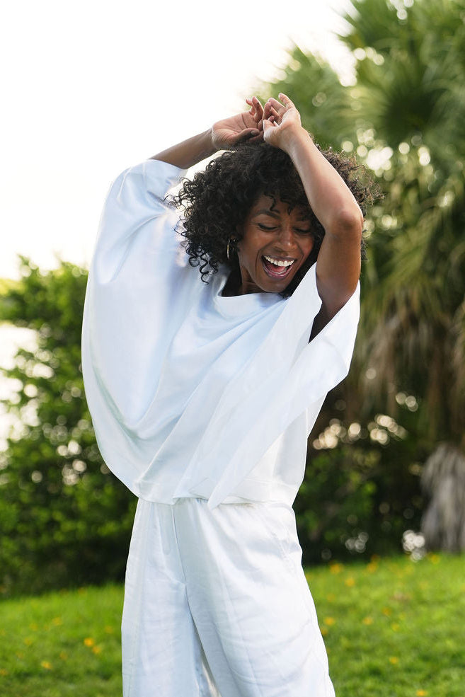 Sateen Off the Shoulder Blouse - White