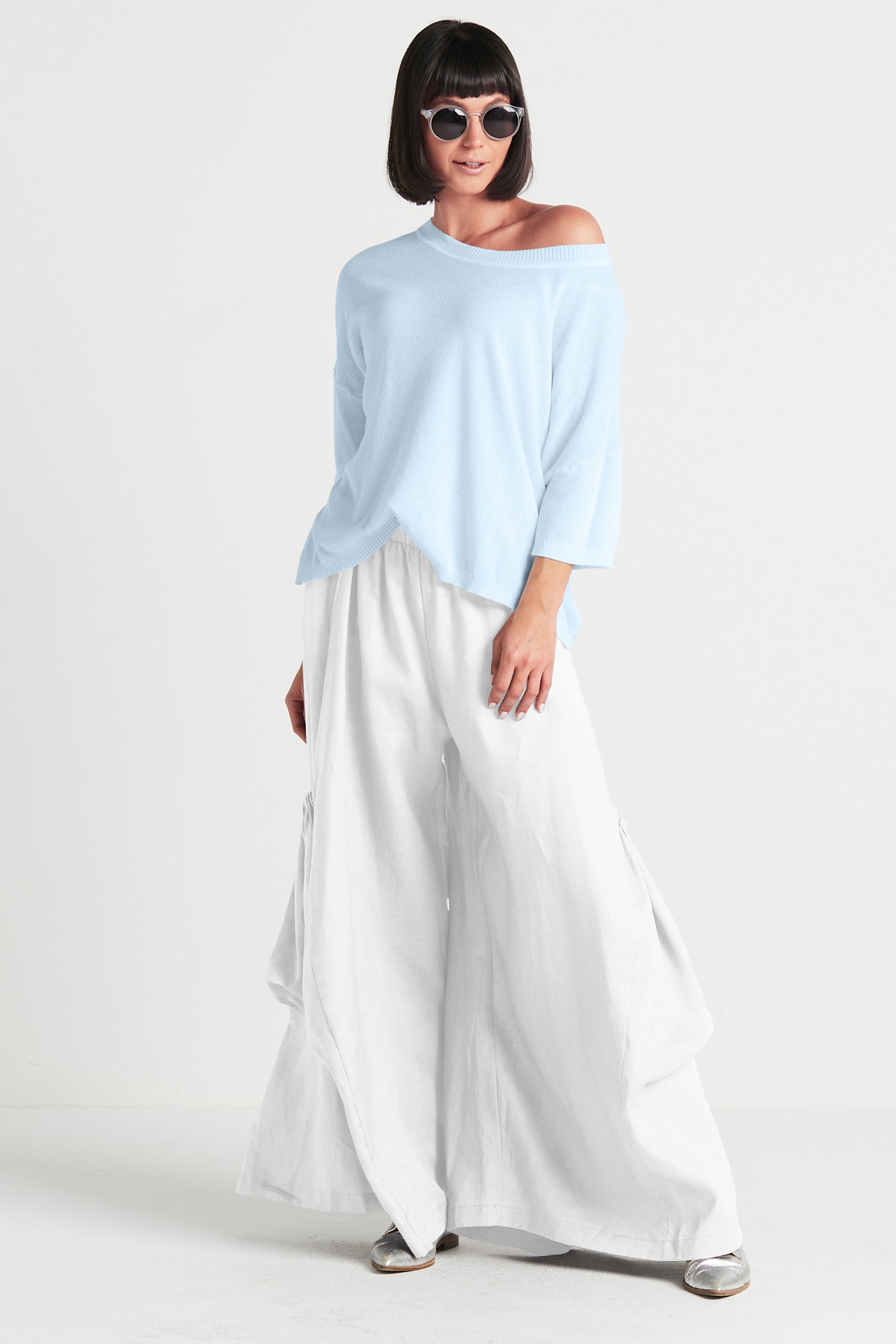 Pima Cotton Knit Tee  Boatneck Sweater