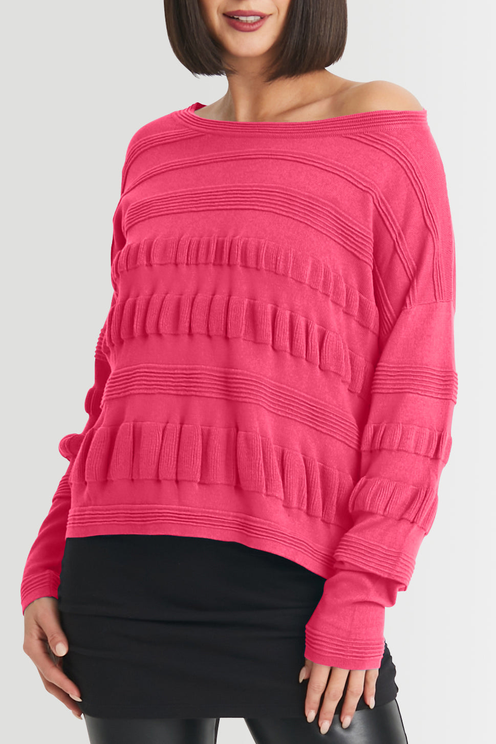 Pima Cotton Pucker Up Crewneck Sweater