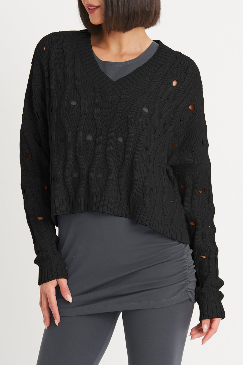 Pima Cotton "Moth" V Neck Sweater