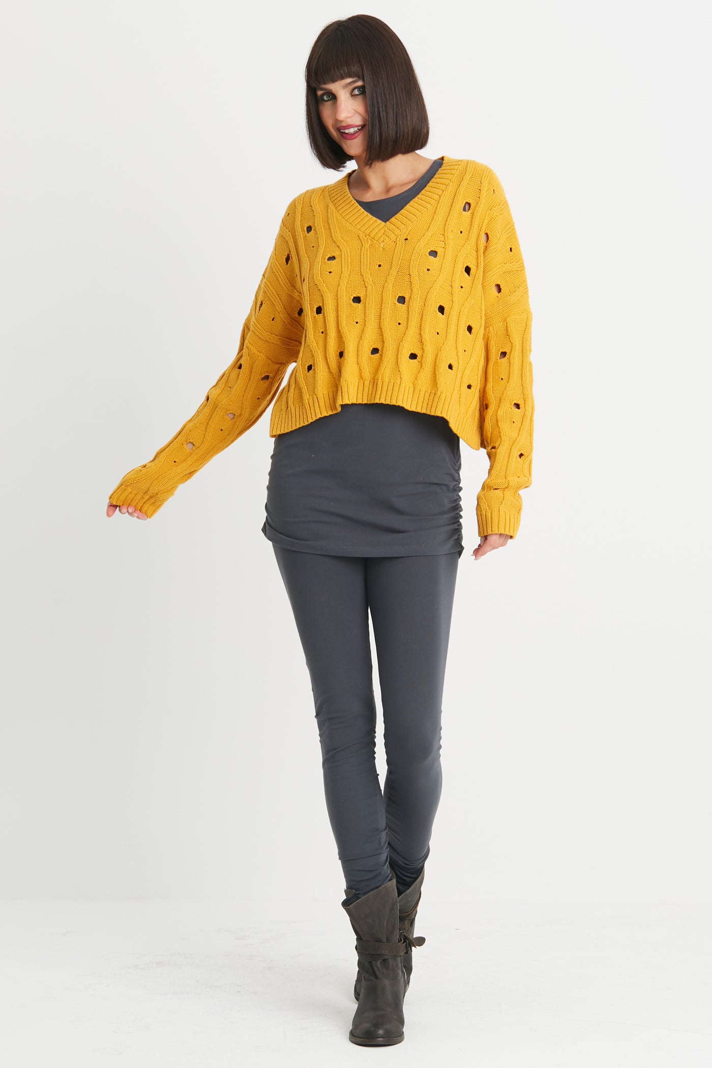 Pima Cotton "Moth" V Neck Sweater