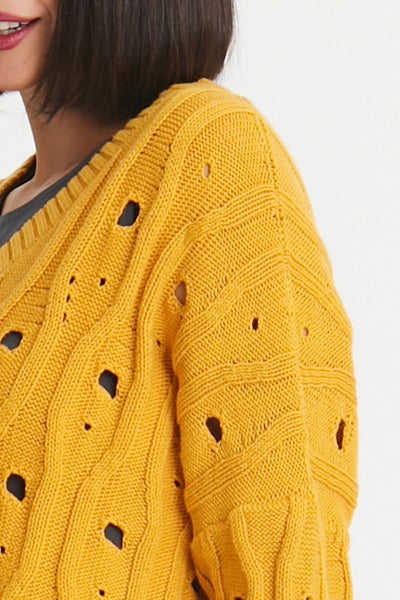 Pima Cotton "Moth" V Neck Sweater