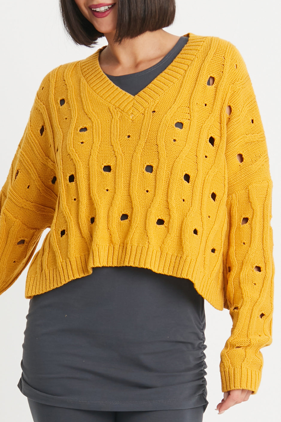 Pima Cotton "Moth" V Neck Sweater
