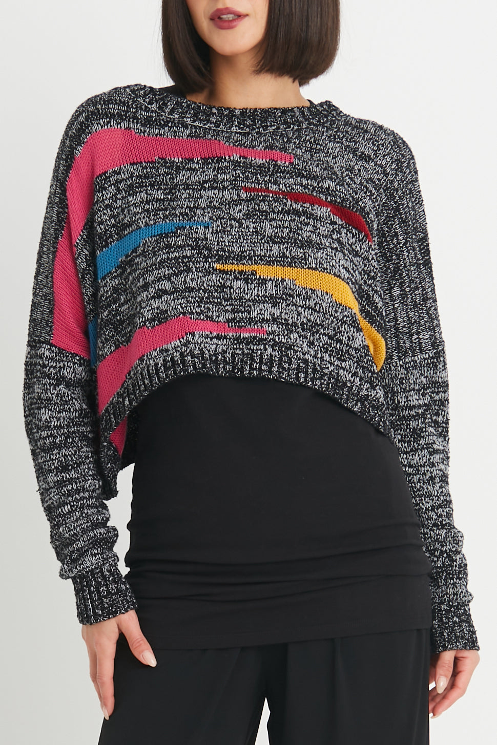 Pima Cotton Multi Color Crewneck Sweater