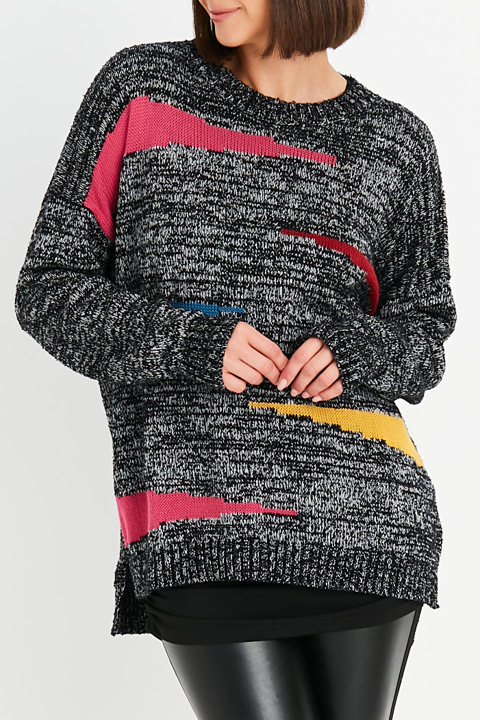 Pima Cotton Multi Color Crewneck Sweater