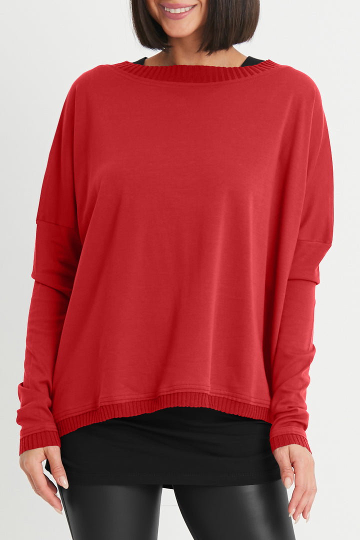 Pima Cotton Ribbed Off The Shoulder Tee