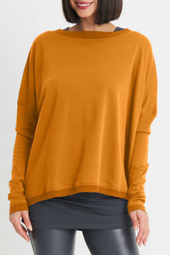 Pima Cotton Ribbed Off The Shoulder Tee