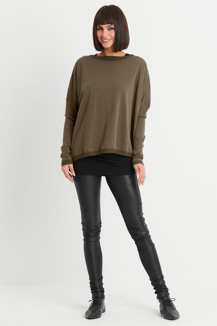 Pima Cotton Ribbed Off The Shoulder Tee