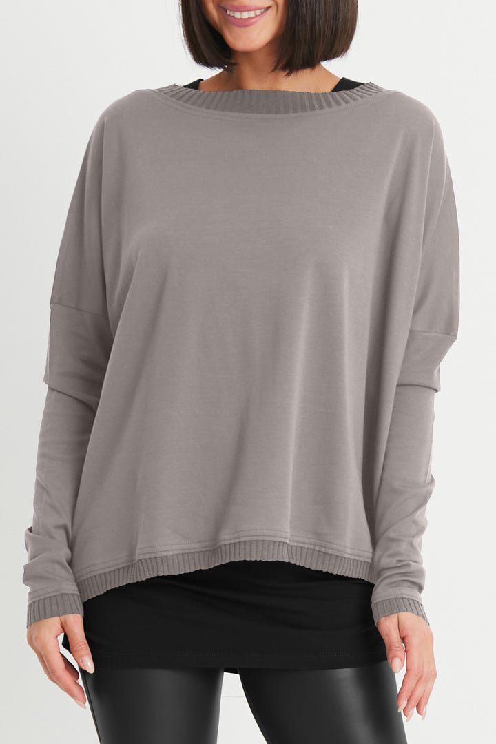 Pima Cotton Ribbed Off The Shoulder Tee