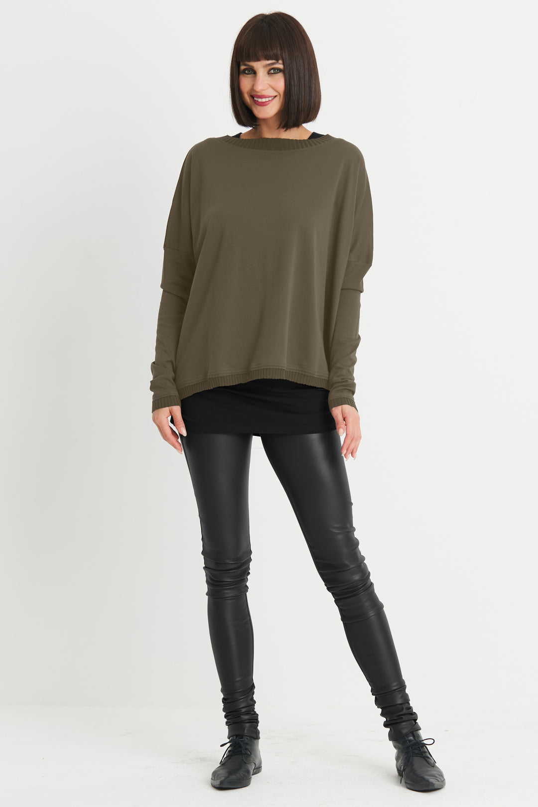 Pima Cotton Ribbed Off The Shoulder Tee