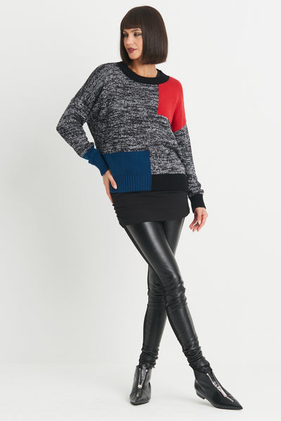 Pima Cotton Mondrian Crewneck Sweater