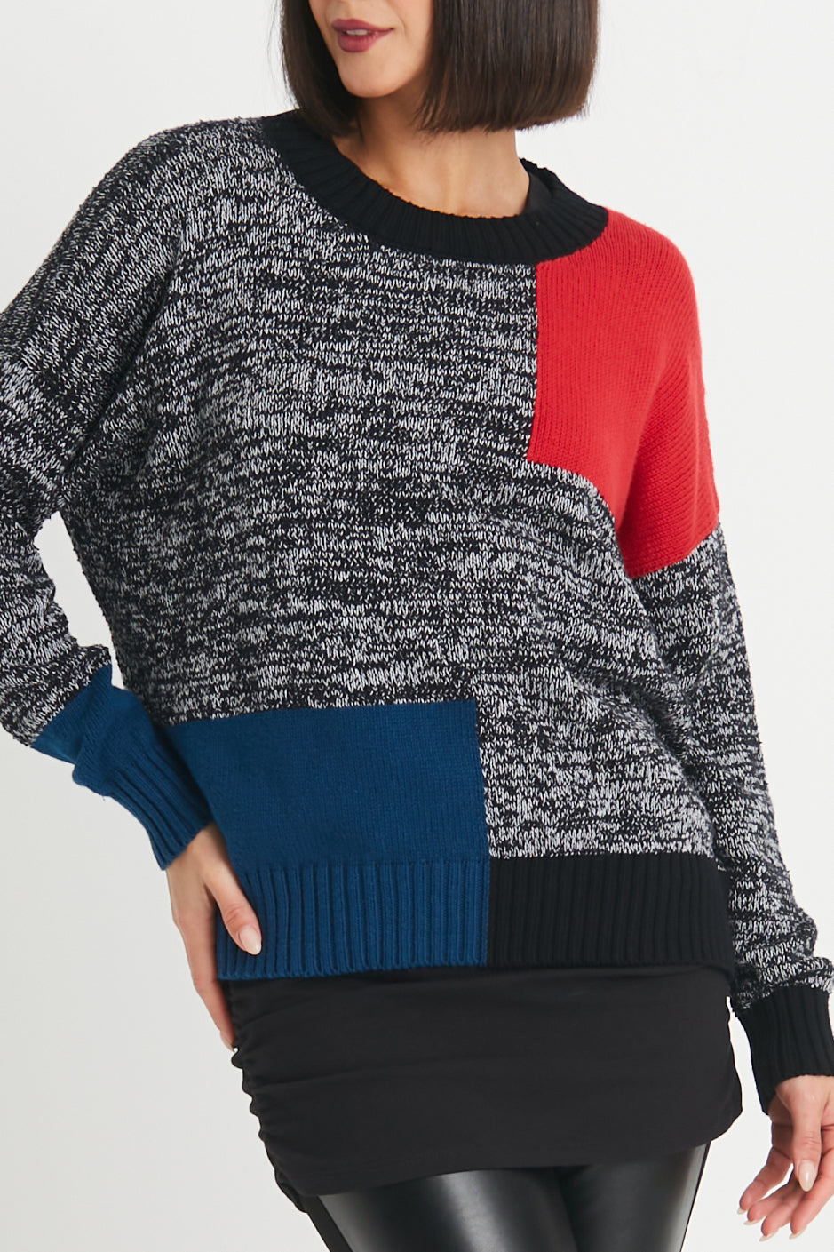 Pima Cotton Mondrian Crewneck Sweater
