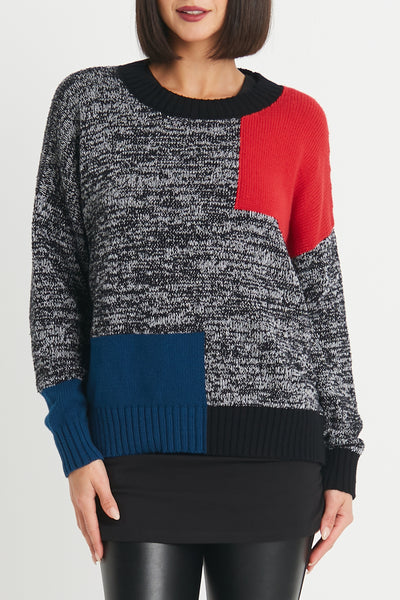 Pima Cotton Mondrian Crewneck Sweater