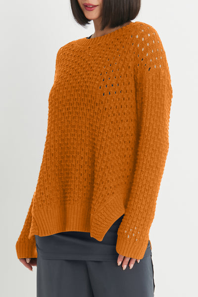 Pima Cotton Comfy Crewneck Crochet Sweater