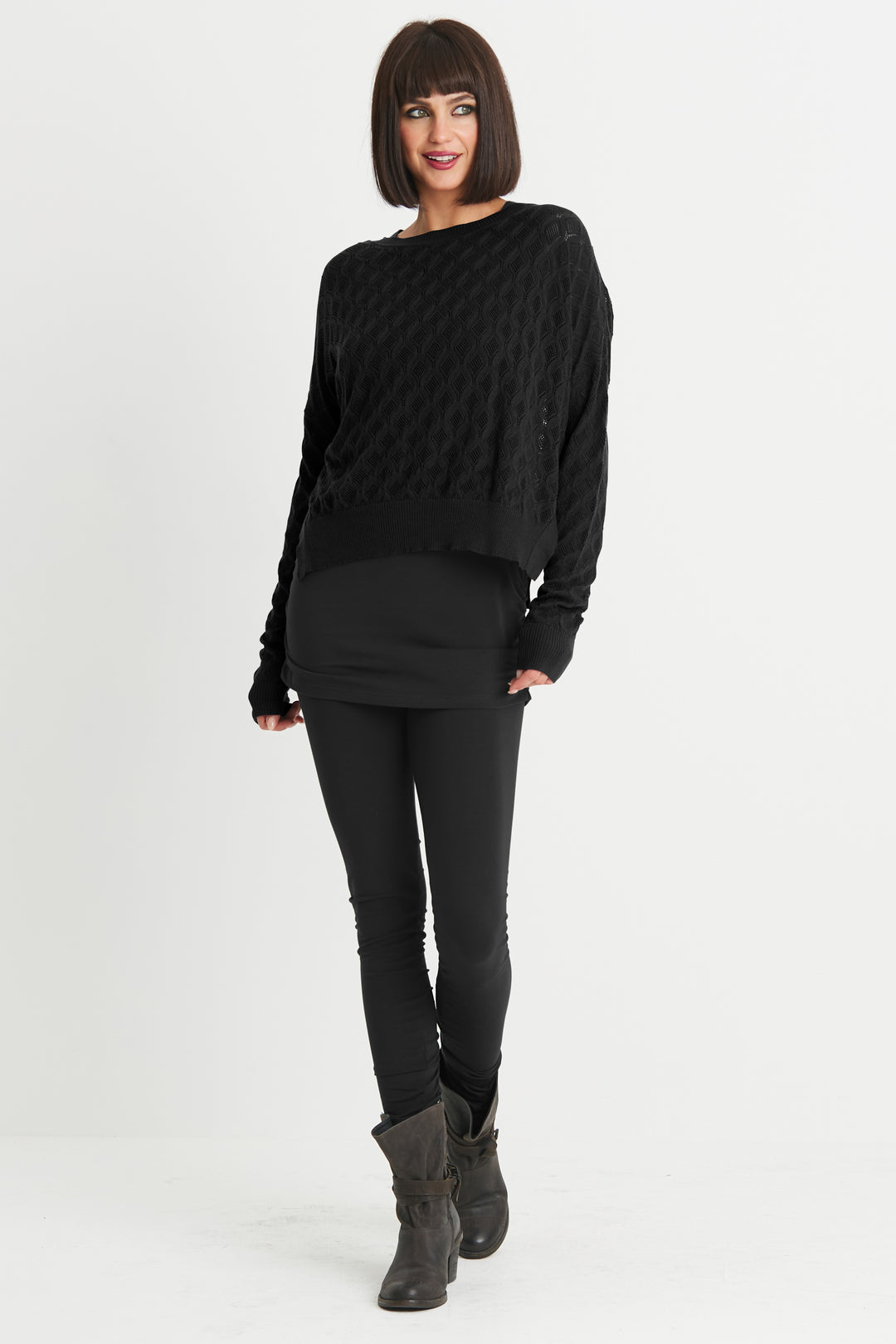 Pima Cotton Diamond Weave Crewneck Sweater