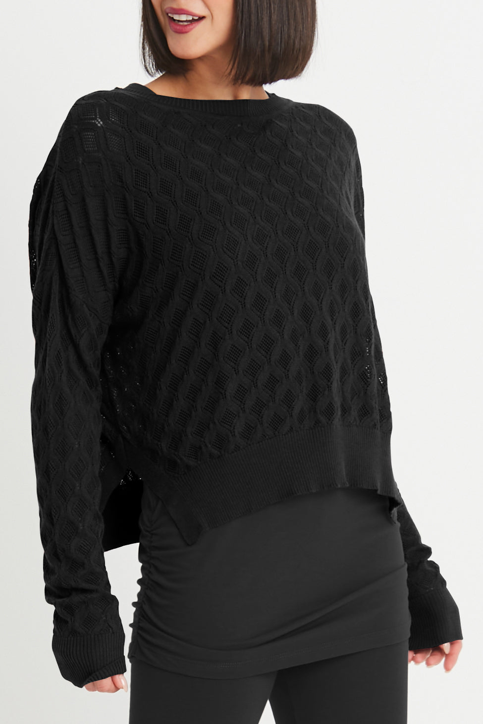 Pima Cotton Diamond Weave Crewneck Sweater