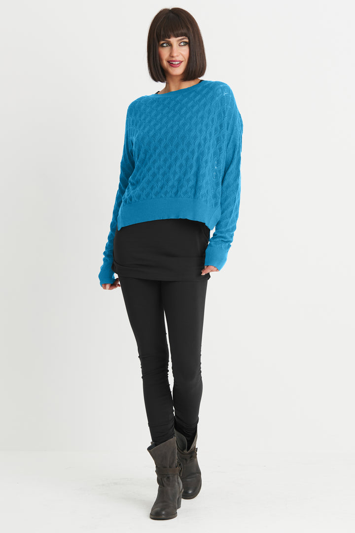 Pima Cotton Diamond Weave Crewneck Sweater