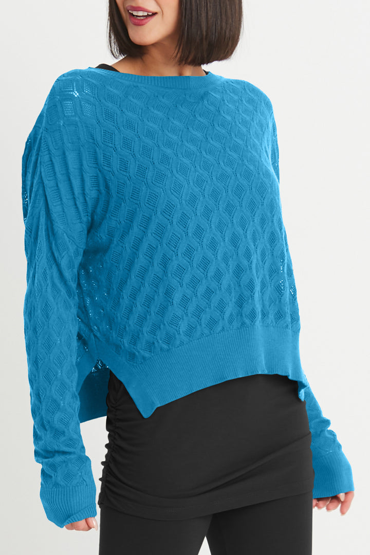 Pima Cotton Diamond Weave Crewneck Sweater