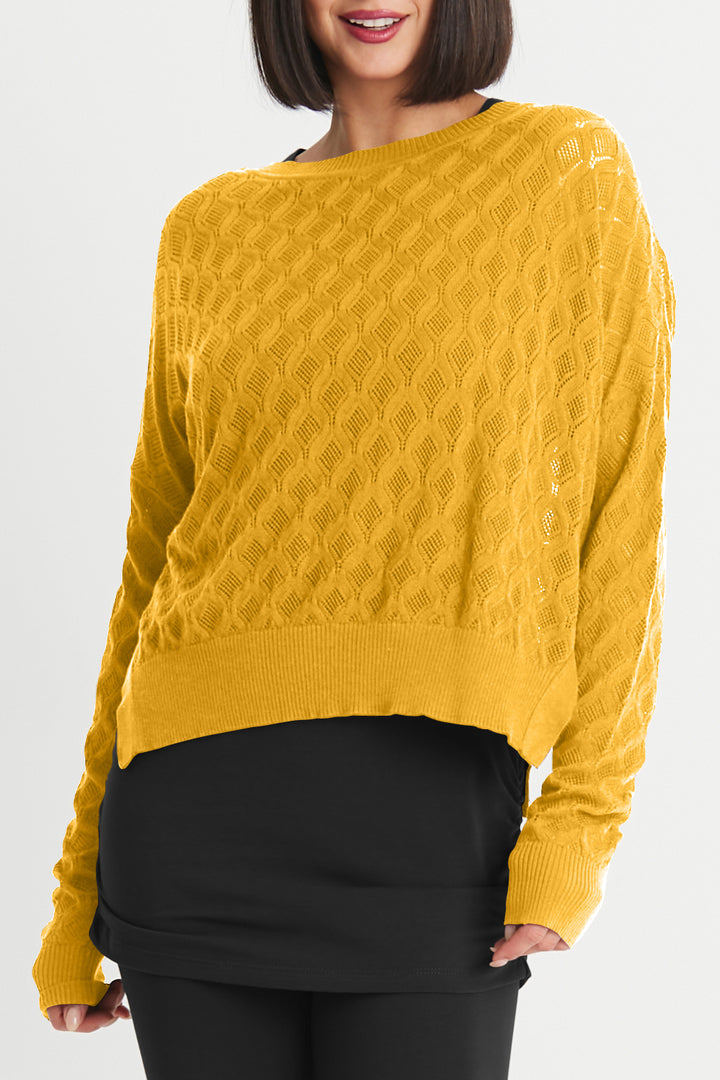 Pima Cotton Diamond Weave Crewneck Sweater