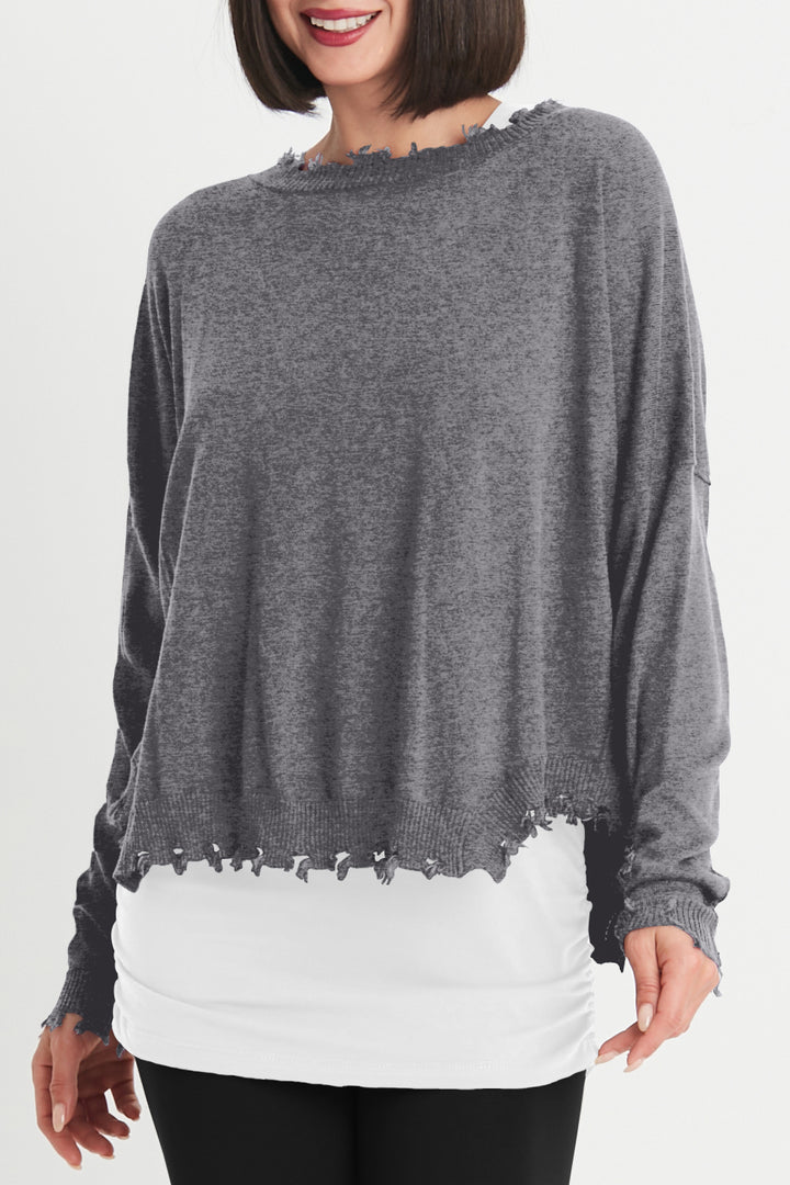 Pima Cotton Shabby Chic Crewneck Sweater