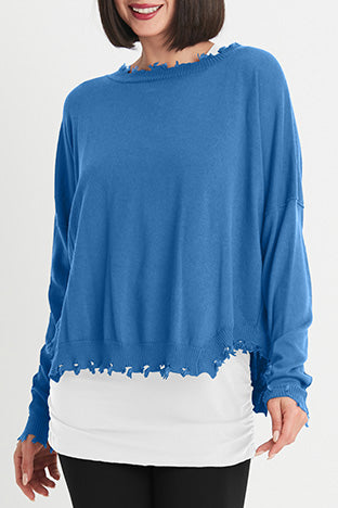 Pima Cotton Shabby Chic Crewneck Sweater
