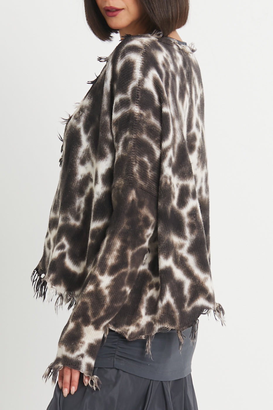 Pima Cotton Bleach Bum Tattered Cardigan