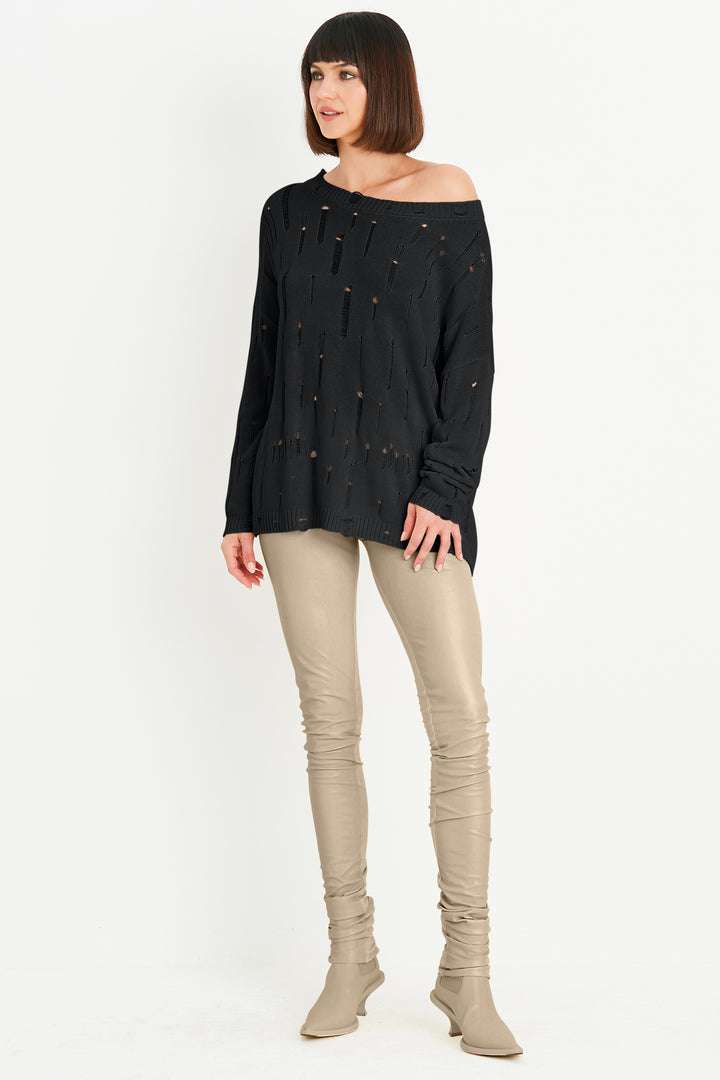 Pima Cotton Undone Boatneck Sweater