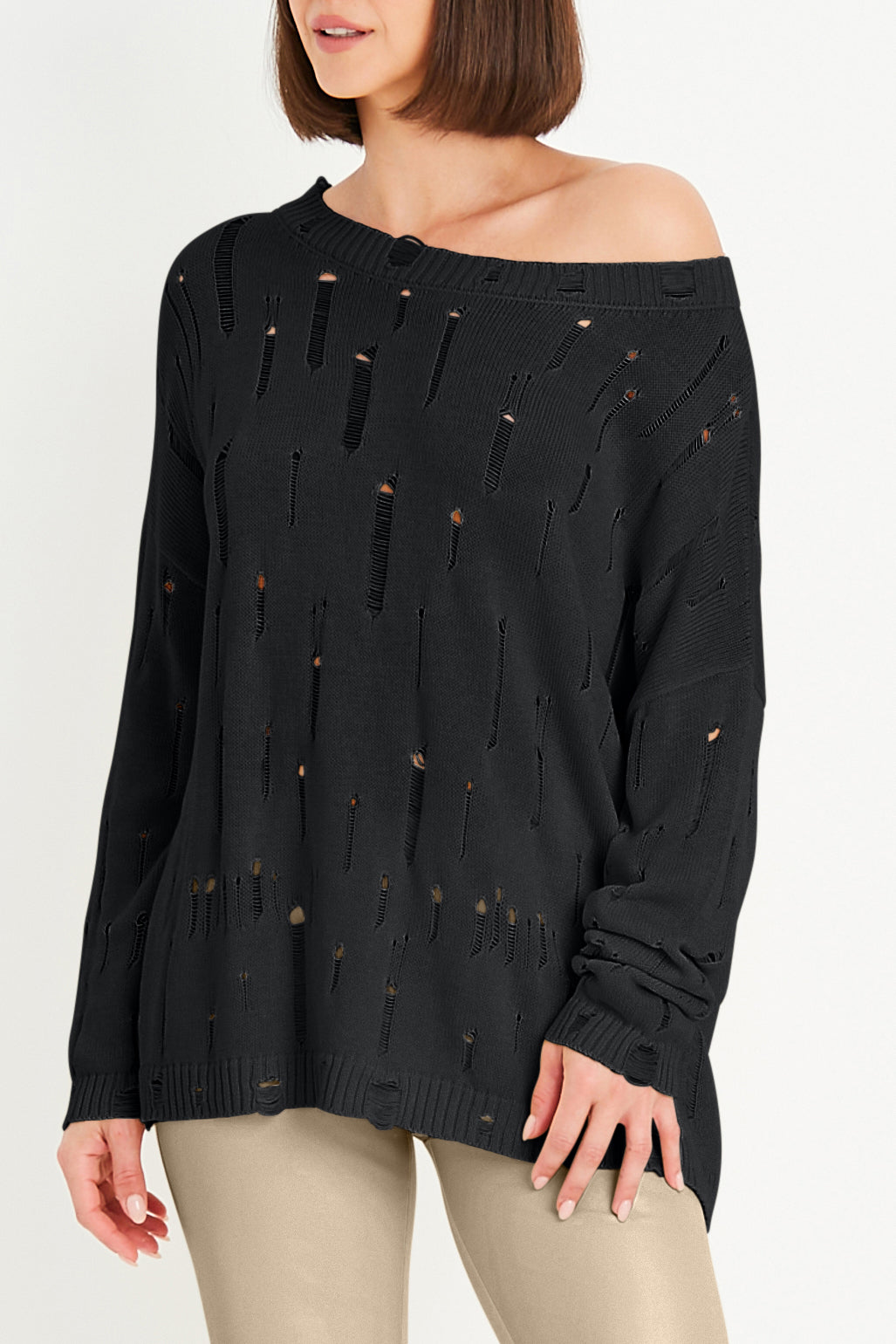 Pima Cotton Undone Boatneck Sweater