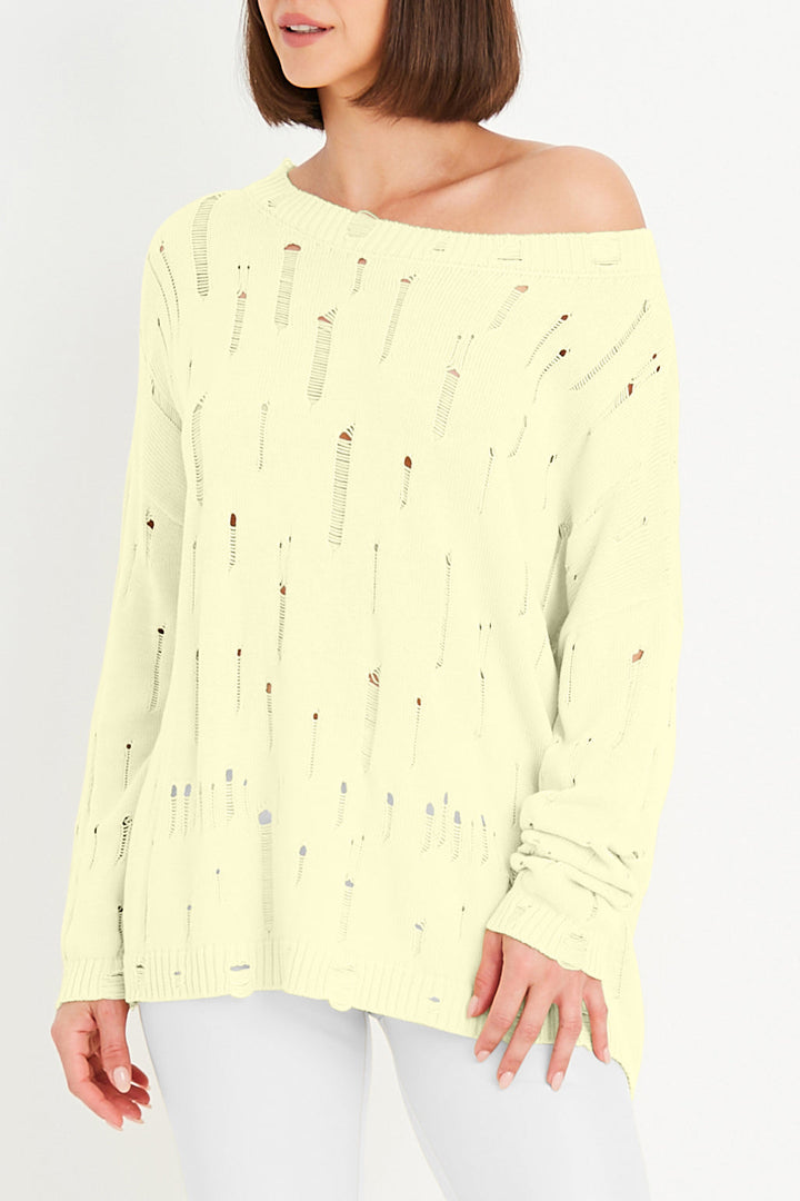 Pima Cotton Undone Boatneck Sweater