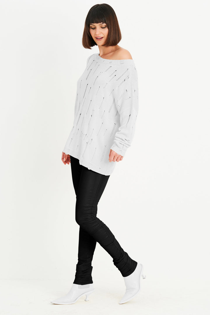 Pima Cotton Undone Boatneck Sweater