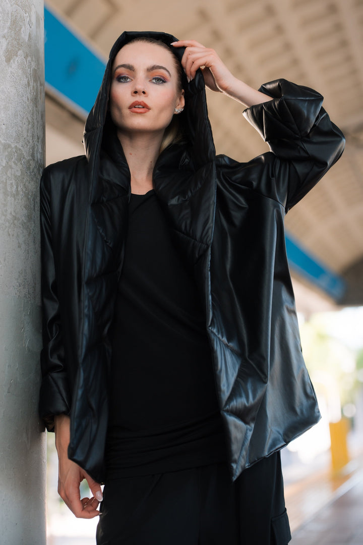 Vegan Leather Puff Jacket