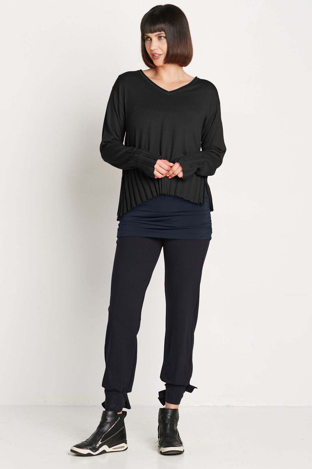 Pima Cotton Cropped V Neck Sweater