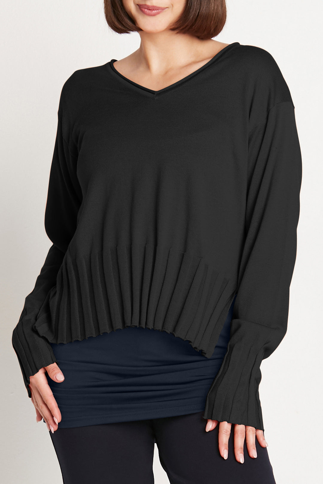 Pima Cotton Cropped V Neck Sweater