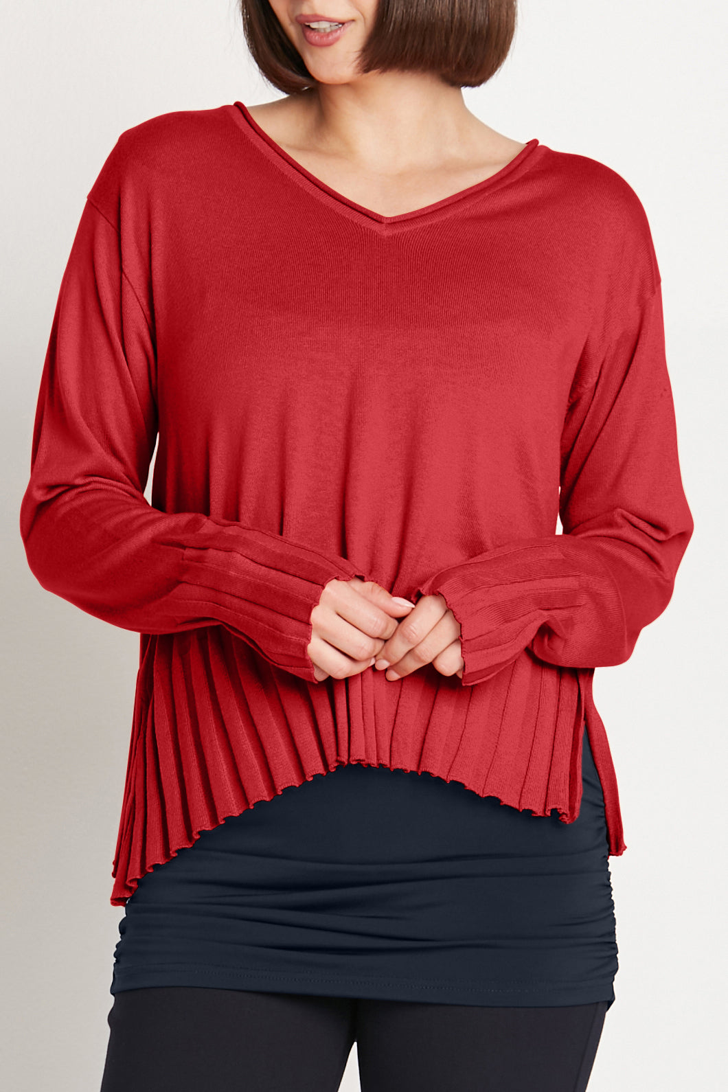 Pima Cotton Cropped V Neck Sweater