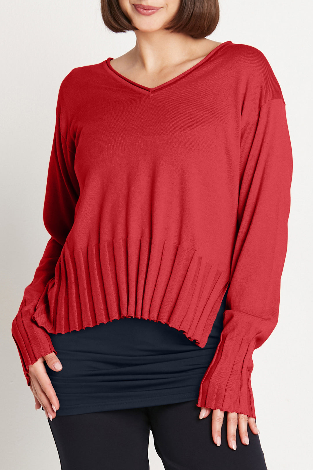 Pima Cotton Cropped V Neck Sweater