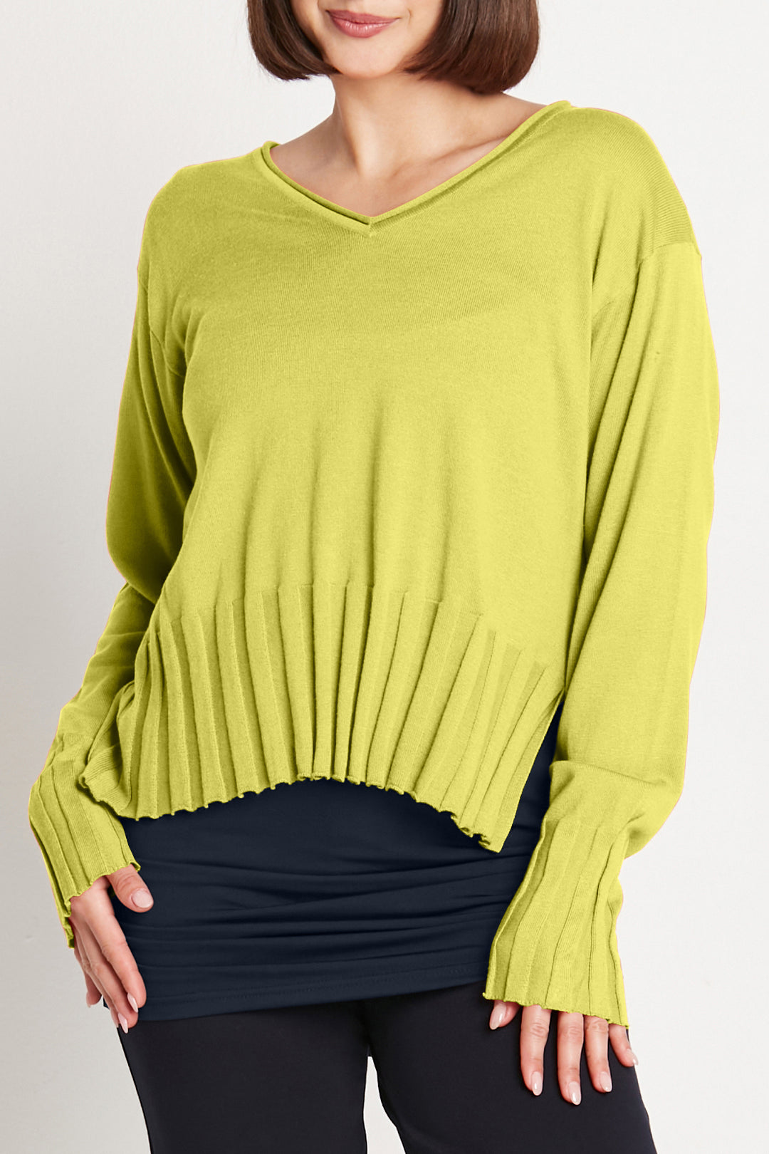 Pima Cotton Cropped V Neck Sweater