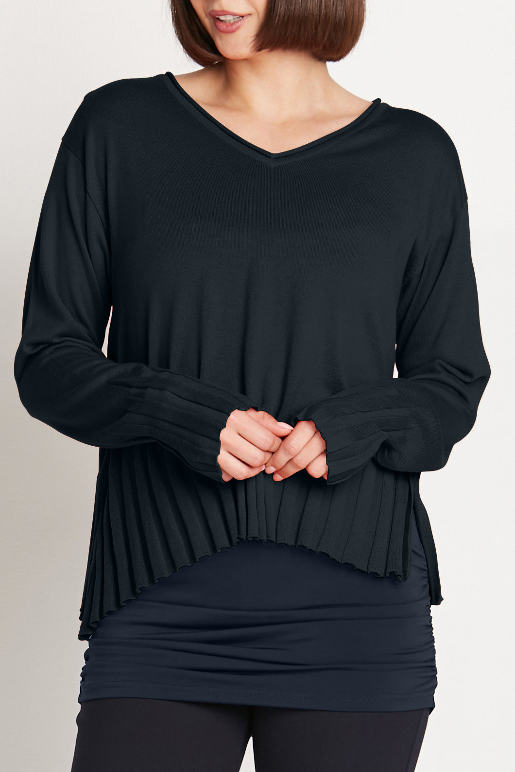 Pima Cotton Cropped V Neck Sweater