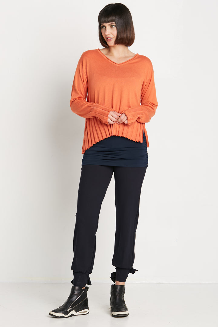 Pima Cotton Cropped V Neck Sweater