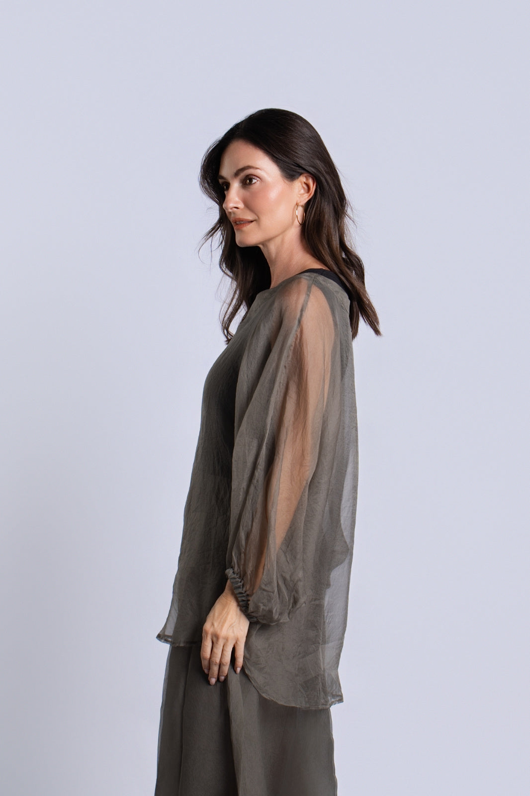 Organza Bell Sleeve Top - Turtle