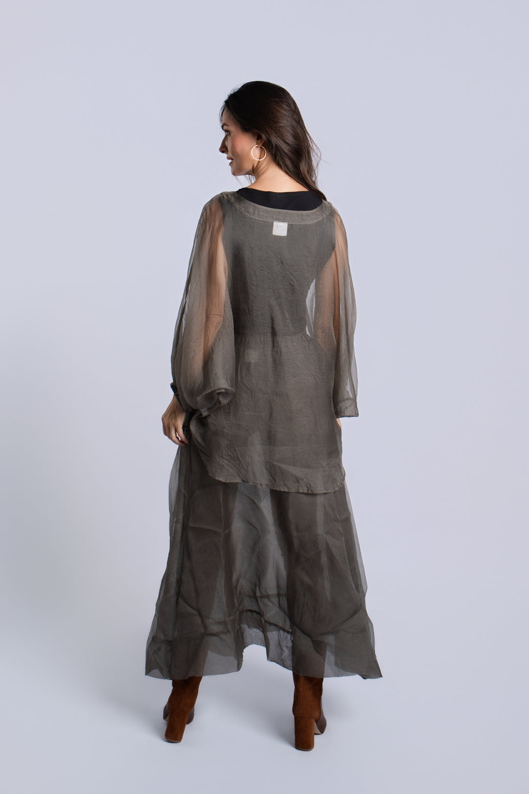 Organza Bell Sleeve Top - Turtle