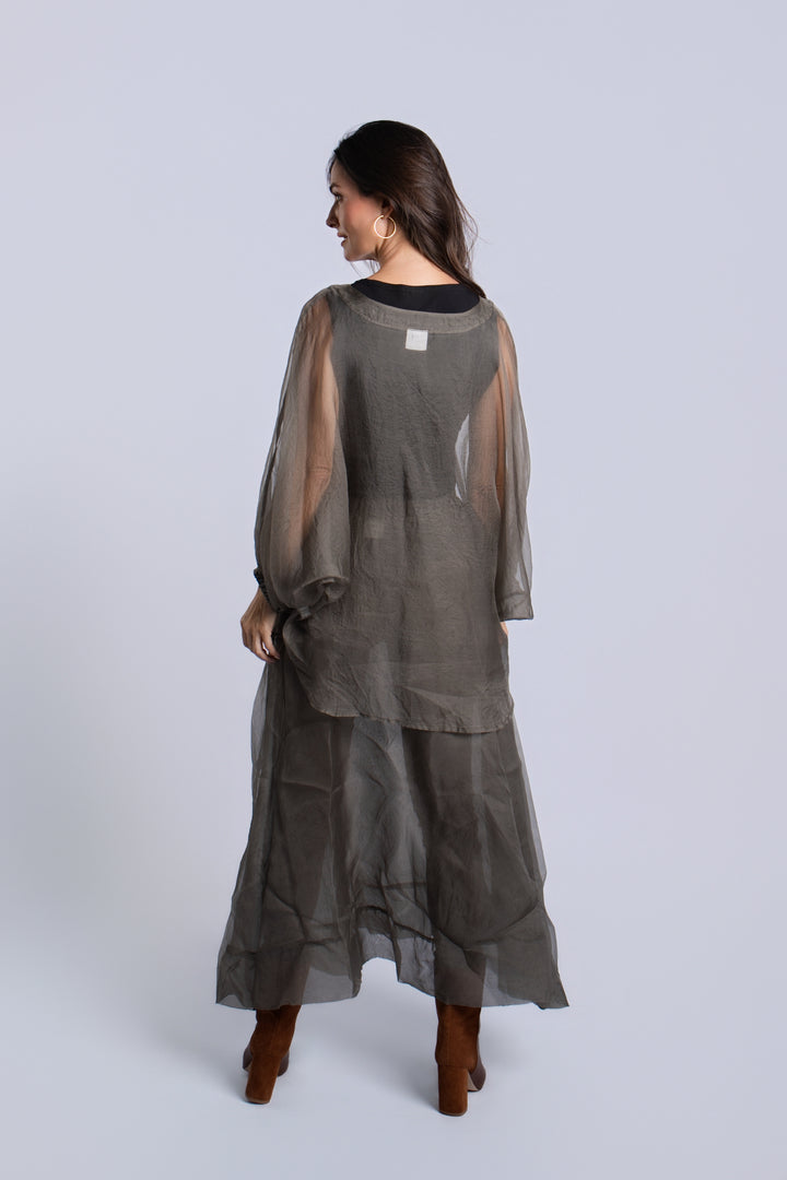 Organza Bell Sleeve Top - Turtle